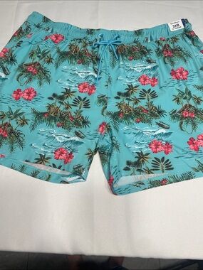 Caribbean Men’s Swimwear Swim Trunks Floral 6” Inseam Size3XB NWT. Pockets.